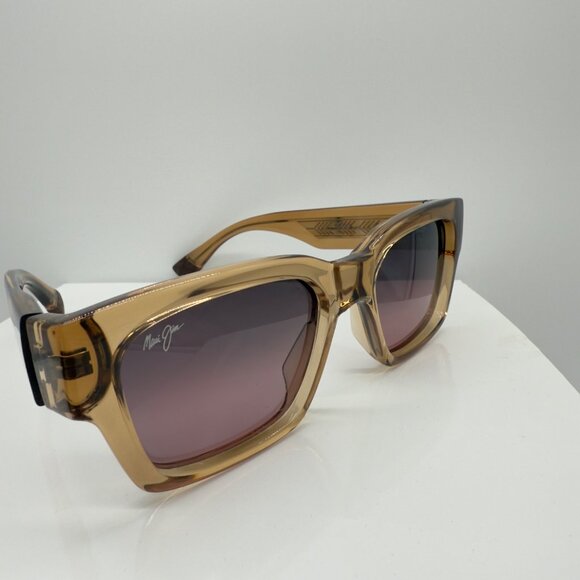 Maui Jim Kenui Light Tan Clear Polarized Rose Lens Sunglasses MJ0642S - Picture 9 of 9